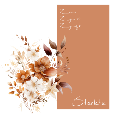 Een kaartje om iemand een hart onder de riem te steken met warme bloem